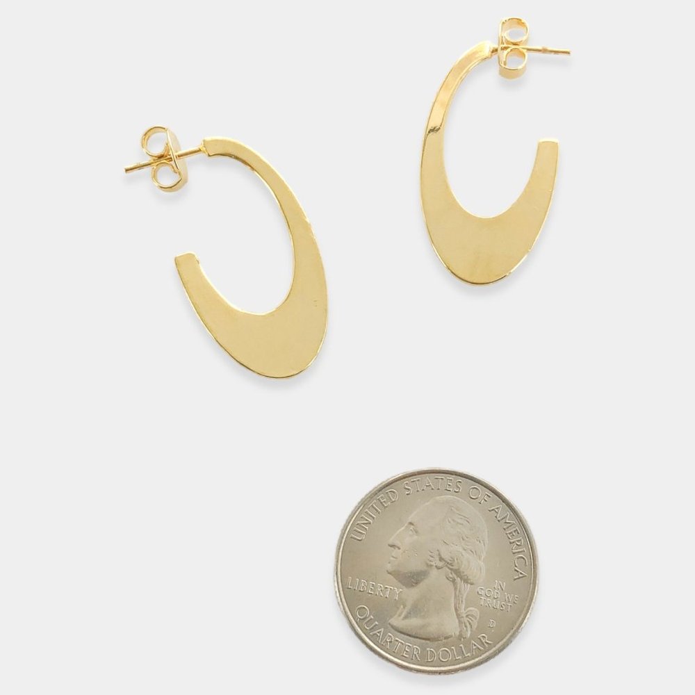 NEW 18K Gold Filled Oval Hoop Earrings - Picture 4 of 7